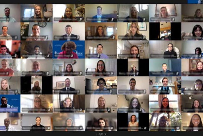 Screenshot showing prospective students on a video conference call