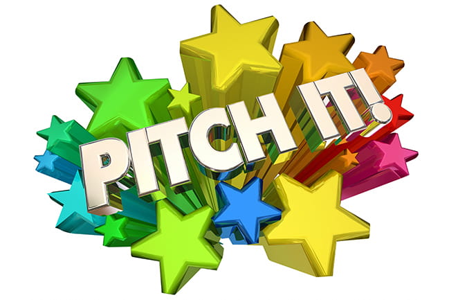 PITCH IT! over multi-colored stars