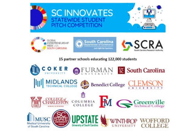 SC Innovates with many SC college logos collaged around it