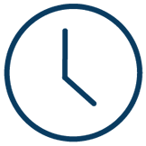 Vector icon of simple, round clock face with two hands