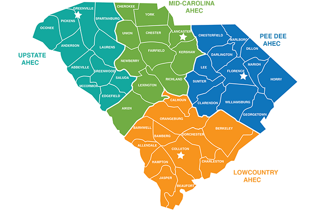 South Carolina AHEC map