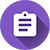 White clipboard icon on purple circle for Feedback Fruits Assignment Review