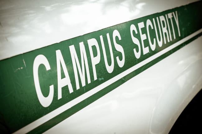 Side view of a campus security car