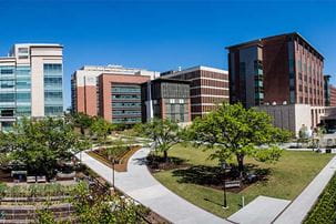 View of MUSC campus including James B. Edwards College of Dental Medicine, Basic Science Building, and Drug Discovery building