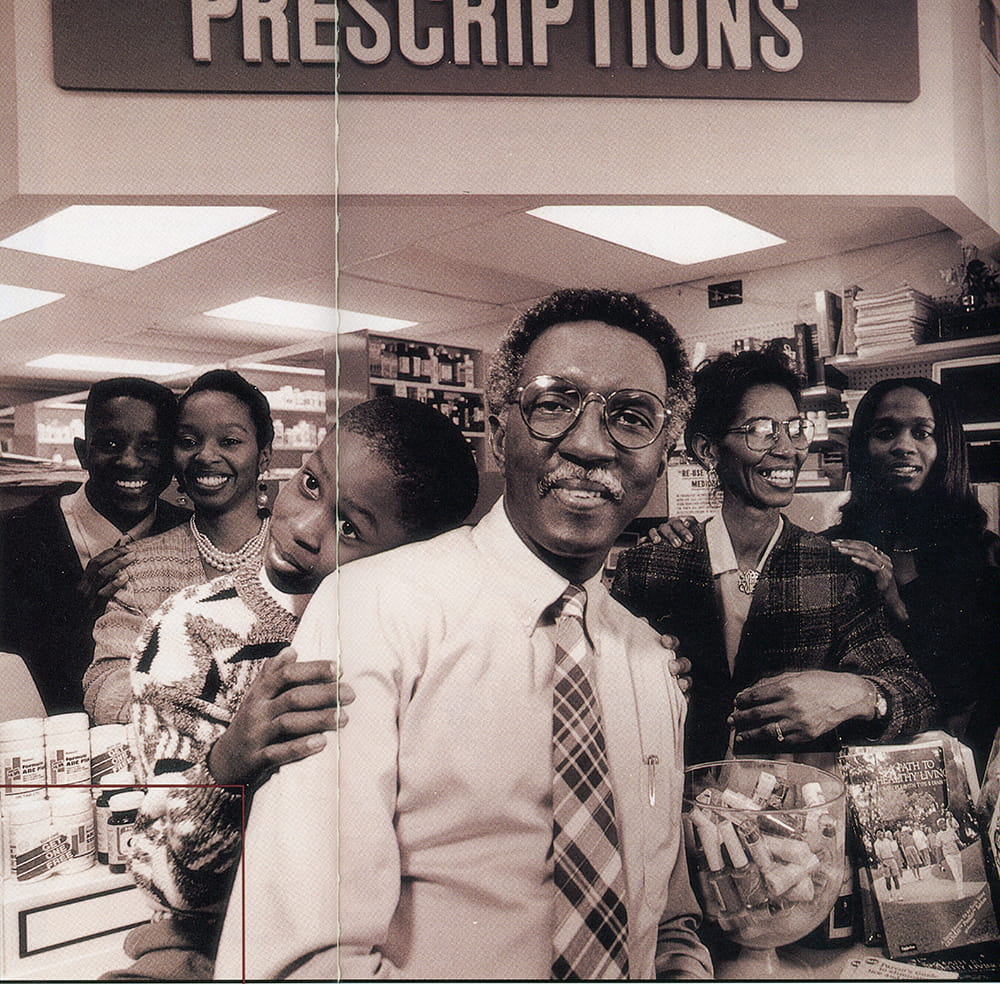 Black and white image of James Hodges in his pharmacy