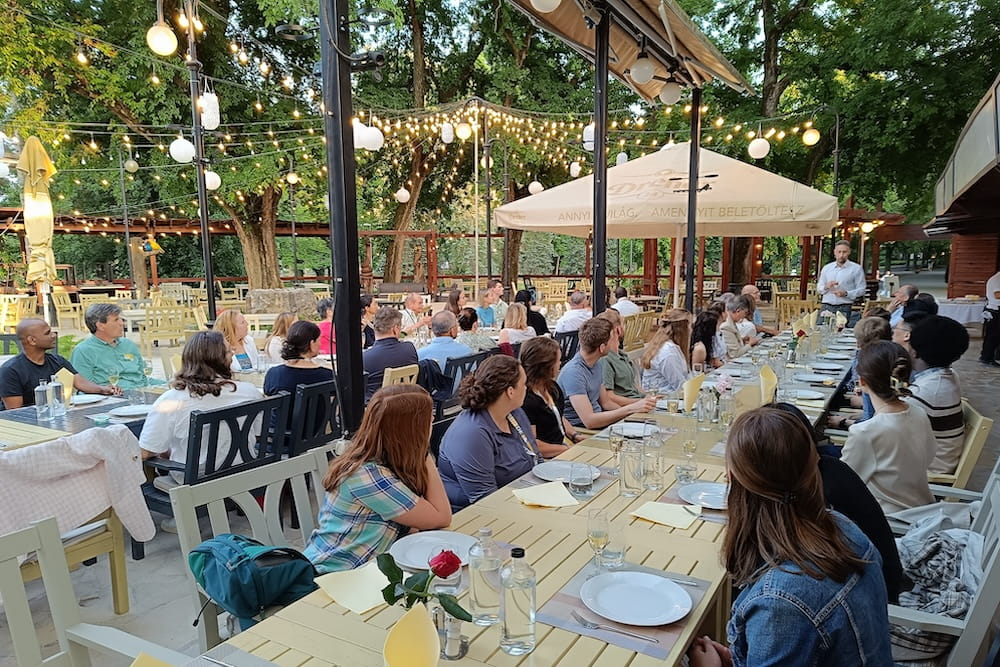 Trainees and instructors at the redox biology training program in Hungary network at a social event. Photo courtesy of the University of Debrecen.